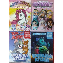 4 Adet Stickerli Boyama Kitabı (Unicorns/crybaby/tom ve Jerry/moonsters) AD30102
