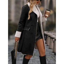 Bemy Çarşı Kadın Uzun Kollu Yakalı Düğmeli Süet Mini Manto