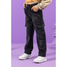 Dmb Mojo Erkek Çocuk 9-14 Yaş Kargo Cep Regular Fit Jean 4984 Siyah