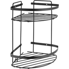 Tema Basıc Köşelik 2 Katlı Mat Siyah Paslanmaz 18*18 cm 74052-2M