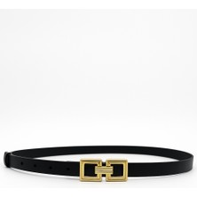 Uccello Kadın Siyah Ince Suni Deri Kemer – Kare Tokalı Zarif ve Şık Model- Elbise Kemeri, Pantolon Kemeri