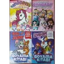 4 Adet Stickerli Boyama Kitabı (Unicorns/crybaby/tom ve Jerry/scoobydoo) AD30103