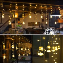 Canderel Dekoratif LED Işıklı Top Perde LED Animasyonlu Küre Toplu Ampul Perde LED Fişli