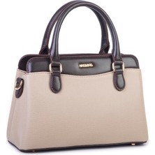 Nas Bag Şık  Kadın Midi El ve Omuz Çanrası Kum Kahve Liza