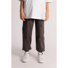 Dmb Mojo Erkek Çocuk 9-14 Yaş Lastikli Paça Kargo Cep Pantolon 7659 Füme