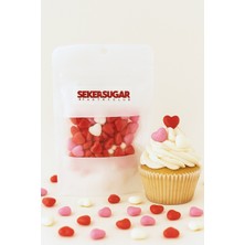 Pasta Süsleme Şekeri Karışık Kalp(Kırmızı-Pembe-Beyaz)40 gr Sprinkles