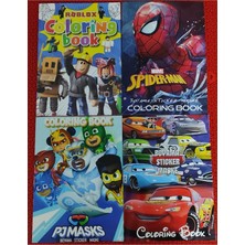 4 Adet Stickerli Boyama Kitabı (Roblox'/örümcek Ad./pijamask'/arabalar Figürlü)
