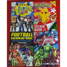 4 Adet Stickerli Boyama Kitabı (Futbolcular/pocemon/süper Kahramanlar/roblox Figürlü)