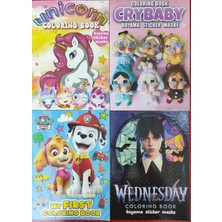 4 Adet Stickerli Boyama Kitabı (Unicorns/crybaby/wesnesday/paw Patrol) AD663308