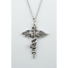 IDR Kılıç Yılan Yarasa Gümüş Kaplama Düz Zincir Kolye