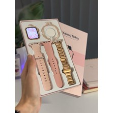 Mi7a Haino Tekno G9 Rose Gold Akıllı Saat (3 Kordon ve 1 Bileklik)