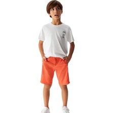 Nk Kids Erkek Çocuk 8-14 Yaş Likralı Yumuşak Denim Şort 64704 Mercan