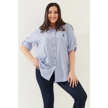 Lady Majestic Büyük Beden Kadın Çizgili Gömlek – Rahat Kesim, Şık Tasarım