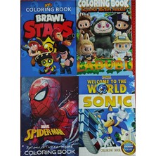 4 Adet Stickerli Boyama Kitabı (Brawlstars/labubub/sonic/örümcek Ad.) AD555036