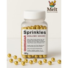 Pasta Süsleme Şekeri Boncuk Şeker 8 mm Altın 100 Gr.