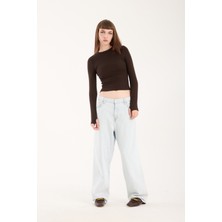 Parmak Geçmeli Uzun Kollu Body - Uzun Kol Body Bisiklet Yaka Likralı