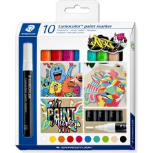 Staedtler / Wiz Design - 349 C10 Lumocolor Akrilik ( Paınt ) Markör 10 Lu