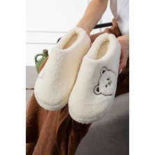 Solario Lucy Ayıcık Nakışlı Kadın Yumuşak Peluş Içi Tüylü Çeyiz Bohça Gelin Ev Terliği