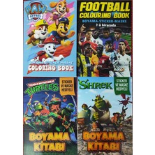 4 Adet Stickerli Boyama Kitabı (Futbol/paw Patrol/shrek/ninja Kaplumbağalar) AD161607