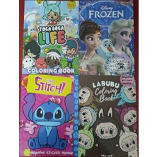 4 Adet Stickerli Boyama Kitabı (Frozen,labubu,stitch,toca Boca Figürlü)