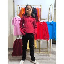 Şimo Butikunisex Çocuk Genç Polo Yaka Uzun Kol Okul Günlük Tişört, Nefes Alabilen Kumaş