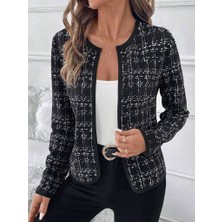 Nnstartshopping  Kadın Uzun Kollu Önü Açık Şanel Kısa Ceket