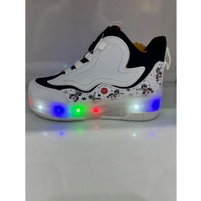 YVZ Çocuk Patenli Işıklı Tekerlekli Spor Ayakkabı & Patenli Rahat Ayakkabı Unisex On Off Düğmeli Mevsimlik Modeli