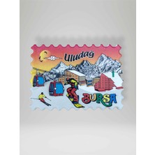 Mundy Bursa Uludağ Temalı Kabartma Polyester Magnet Buzdolabı Süsü (KOD:964)  7,5cm x 5,5cm