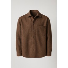 Valiberta Frankel Kaşe Kumaş Tek Cepli Relaxed Fit Erkek Gömlek - Kahve