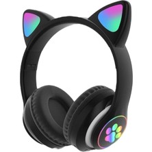 Chimon Kulağı Bluetooth Kablosuz Kulaklık Rengarenk Işıklı Rgb Mor Çocuk Oyun Kulaklığı Radyolu