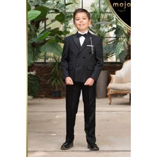 Mogi Erkek Çocuk Kruvaze Yaka Klasik Takım Elbise 20348 Siyah