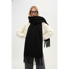 Novon Klein Soft Touch Püskül Detaylı Yün Dokulu Premium Kışlık Şal Saçaklı Atkı