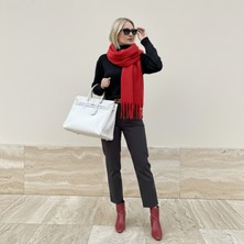 Novon Klein Soft Touch Püskül Detaylı Yün Dokulu Premium Kışlık Şal Saçaklı Atkı