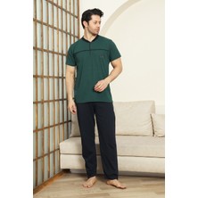 Enisena Erkek %100 Pamuk Pijama Takımı -3 Düğmeli-Robalı 12383