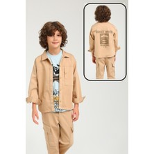 Jacklions Jack Lions Erkek Çocuk Sırt Baskılı Likralı Gömlek Ceket 24120 Camel