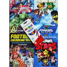 Ada Çanta Kırtasiye 4 Adet Stickerli Boyama Kitabı 12 Li Kuru Boya Kalemi Hediyeli (BRAWLSTARS/FUTBOL/S.KAHRM./PIJAM)X12