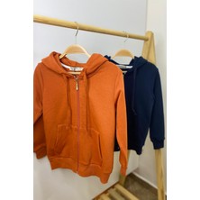 Woorage Unisex Çocuk Kapüşonlu Hırka 5367 Kiremit