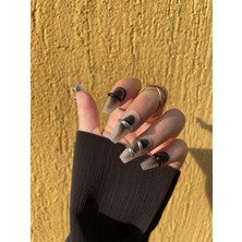 Takma Takma 10'lu Siyah Uzun Balerin TT0949 Tekrar Kullanılabilir El Yapımı Protez Takma Tırnak - Siyah-L