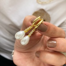 Simurg Jewellery Gümüş Taşlı İncili Küpe