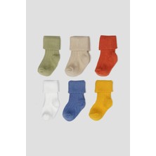 Defne Baby 6 Çift Newborn Anti-Bakteriyal Yeni Doğan ve Bebek Çorabı 0-6 Ay