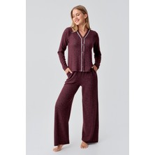 Artış Collection Uzun Kollu Düğmeli Esnek Yumuşak Dokulu Viskoz Pijama Takım 18205