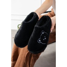 Solario Lucy Ayıcık Nakışlı Kadın Yumuşak Peluş Içi Tüylü Çeyiz Bohça Gelin Ev Terliği