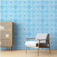 Dreamwall Mavi Çini Desenli Duvar Kağıdı -Isı ve Ses Yalıtımı Yırtılmaz