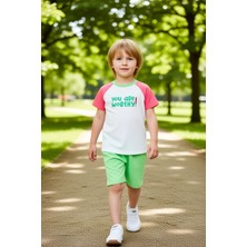 PayBuy Erkek Çocuk %100 Pamuklu Slogan Baskılı Kısa Kollu Rahat Takım Kaliteli Şık Rahat