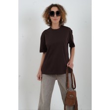 Zelish My Sister Koyu Kahve Özel  Dikişli Bisiklet Yaka Tshirt