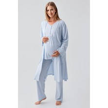Artış Collection Uzun Kollu Düğmeli Esnek Viskoz Hamile Sabahlık Pijama Takım 18302