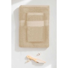 Mira Home 2 Parça Battal Lüks Premium Banyo Spa Havlu Takımı 90X170 cm Bej