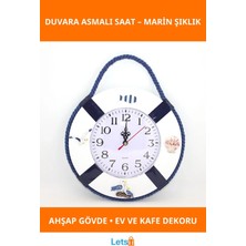 Letsii Ahşap Marin Duvara Asmalı Saat Deniz Temalı Dekorasyon