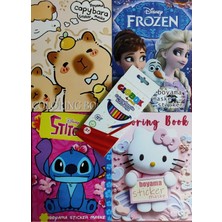 Ada Çanta Kırtasiye 4 Adet Stickerli Boyama Kitabı 12 Li Kuru Boya Kalemi Hediyeli AD501602