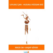 Letsii Doğal Ahşap Yavrulu Leylekli Rüzgar Çanı 90X25 cm